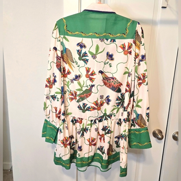 NWOT Boutique Green Print Bird Dress Womens Size Large - Picture 2 of 8